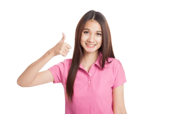 美丽的亚洲女孩竖起大拇指 — 图库照片