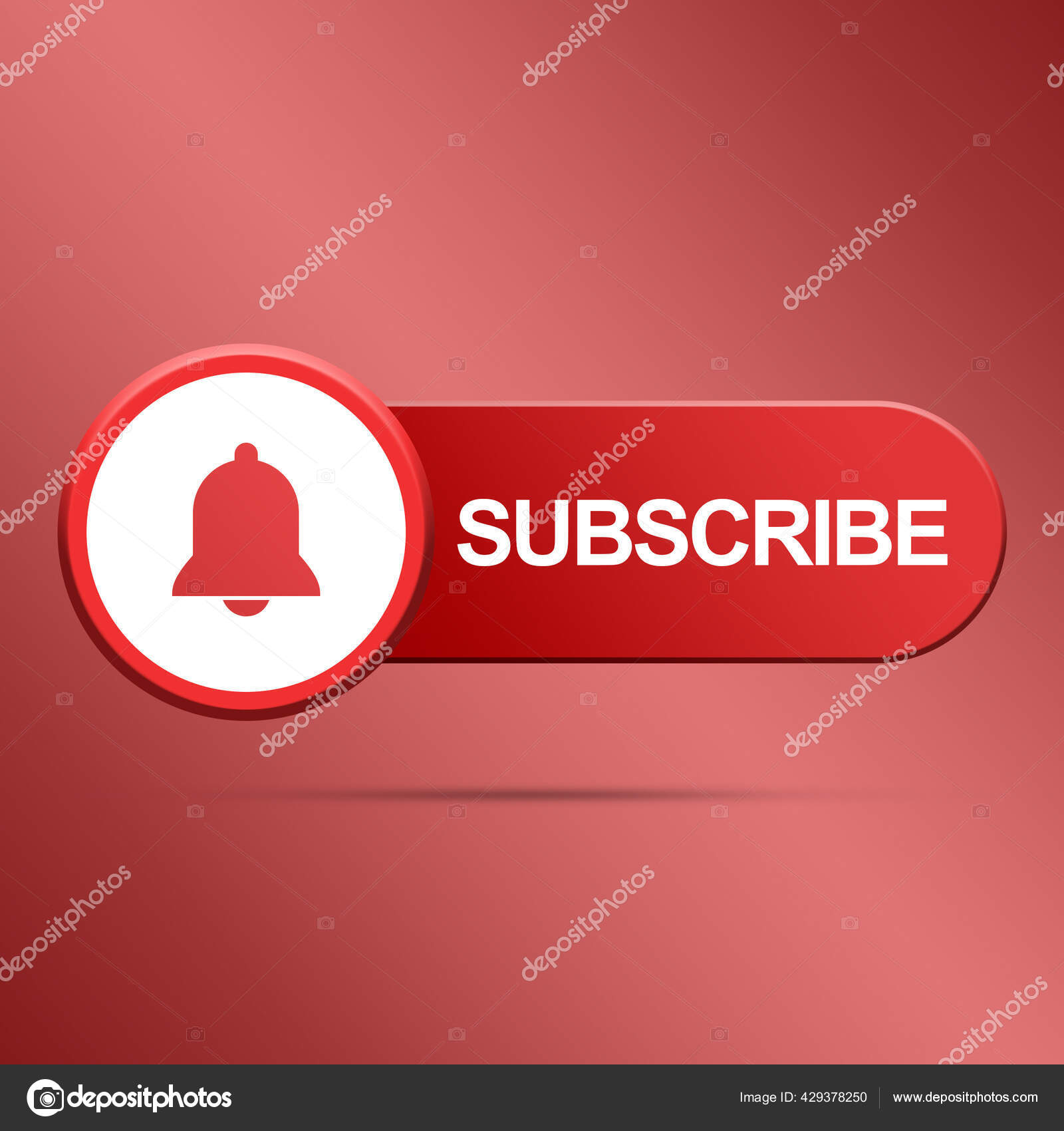 Botão Inscrição Com Sino Botão Vermelho Com Ícone Sino Para — Foto ©  Buffik_SK #429378250, image size:1600x1700