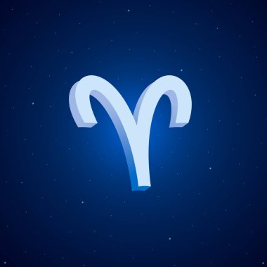 Koç burcu burcu. Yıldızlı gökyüzünün arka planında Zodiac işareti var. Koç Takımyıldızı. 3d hazırlayıcı