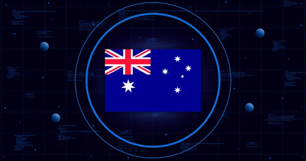 Bandera Australia Contexto Tecnológico Renderizar — Foto de Stock