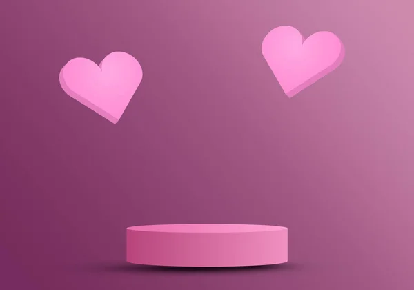 Valentinstag Konzept Podium Für Produkte Mit Herz Valentinstag Tag Der — Stockfoto