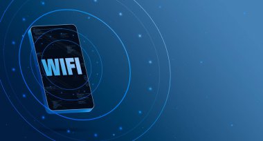 Telefondaki Wifi logo simgesi teknolojik ekran 3D görüntüleyiciName