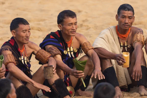 Aralık 2016 Tarihinde Hindistan Nagaland Kentindeki Kisama Köyünde Oturan Geleneksel — Stok fotoğraf