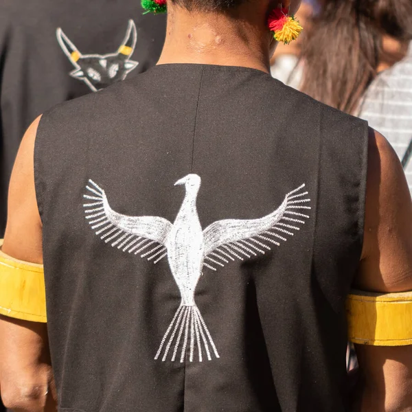 Abstract Rear Portrait Naga Man Wearing Traditional Attire Symbol Bird — Stock Photo, Image