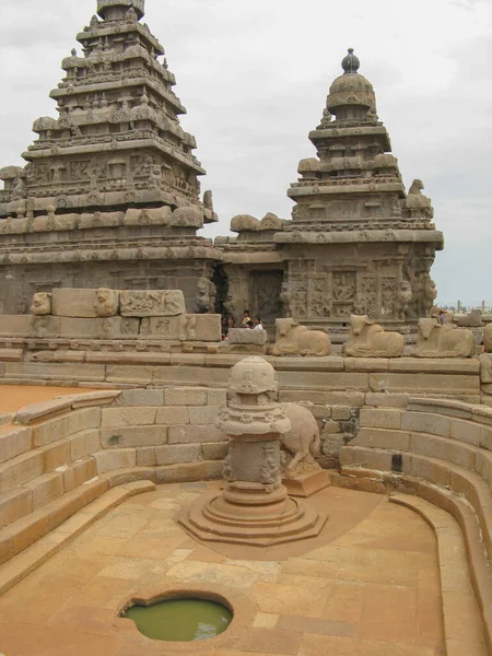 Selektives Fokusbild Des Berühmten Shore Tempels Meeresufer Von Mahabalipuram Chennai — Stockfoto