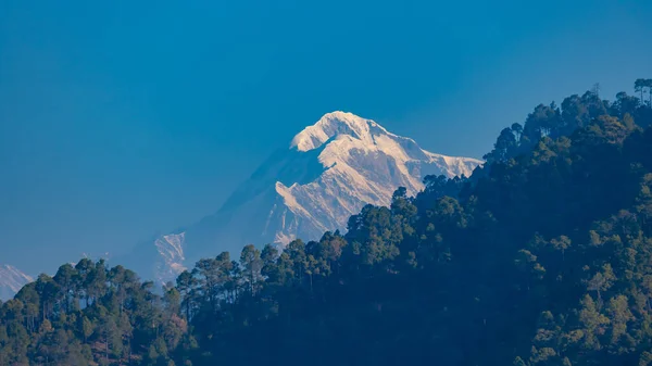 喜马拉雅山脉上的特瑞瑟山峰景观 山头有树 前景广阔 — 图库照片