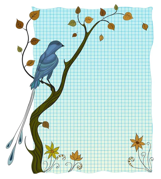 El pájaro en el árbol — Vector de stock