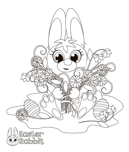 Little Easter Bunny. Coloring book — Stock Vector