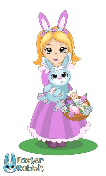 Girl and rabbit — Stock Vector