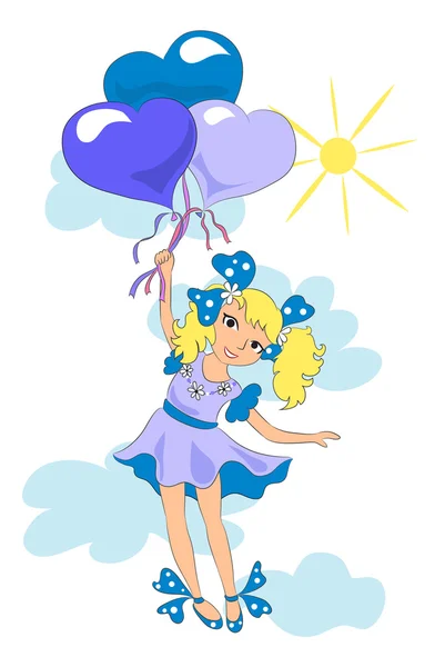 Meisje met ballonnen — Stockvector