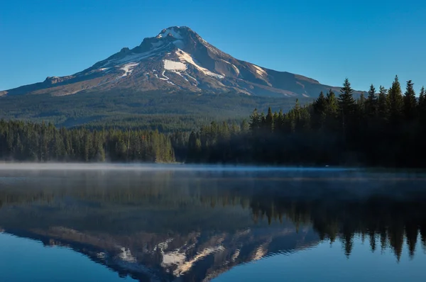 Lago Trillium temprano en la mañana con Mount Hood, Oregon, EE.UU. — Foto de Stock