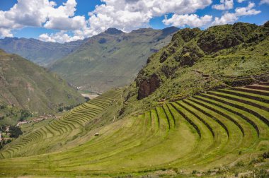 Pisac Incas kalıntıları, kutsal vadi, peru