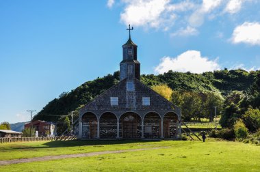 çok güzel renkli ve ahşap kiliseler, chiloe Adası, Şili