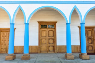 çok güzel renkli ve ahşap kiliseler, chiloe Adası, Şili