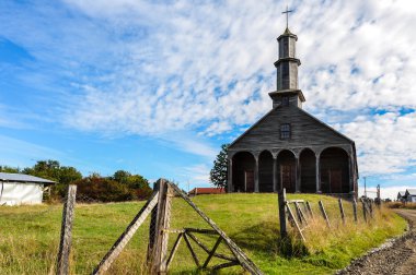 çok güzel renkli ve ahşap kiliseler, chiloe Adası, Şili