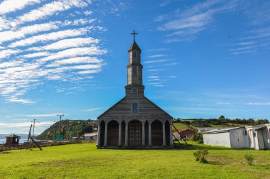 çok güzel renkli ve ahşap kiliseler, chiloe Adası, Şili