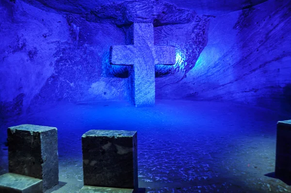 Praying spot in Zipaquira's Salt Cathedral, Colombia — Stock Photo, Image