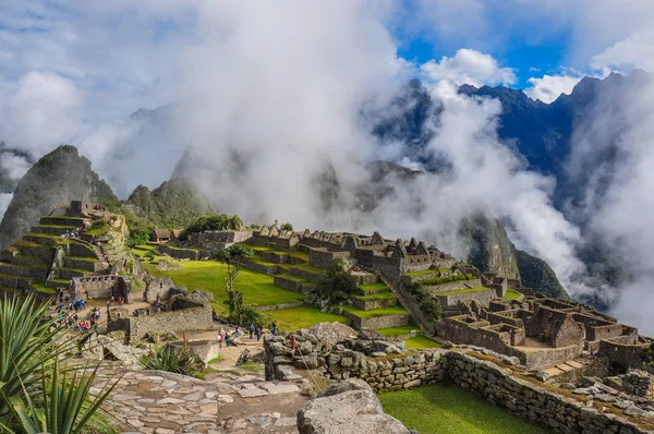 Visa över machu picchu Inka ruiner, peru Stockfoto