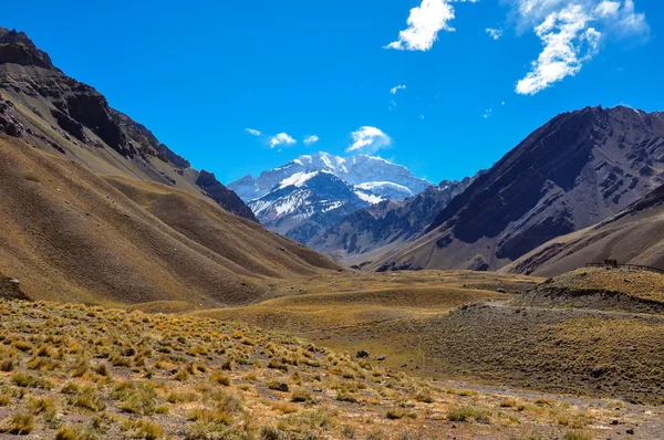 Aconcagua Milli Parkı'nın manzaralar arasında Şili ve argent — Stok fotoğraf