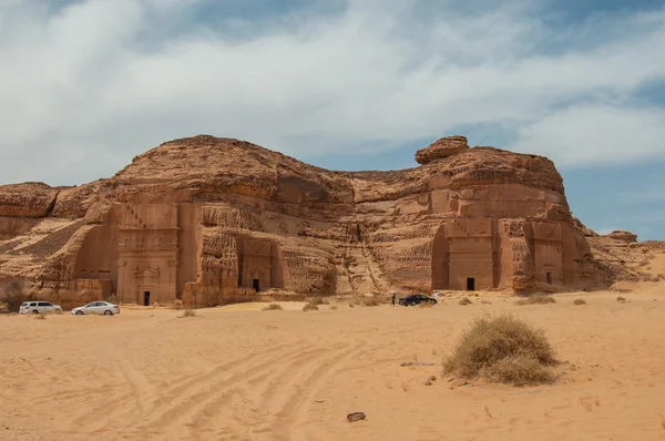 Túmulos nabateus em Mada=n Saleh sítio arqueológico, Arábia Saudita — Fotografia de Stock