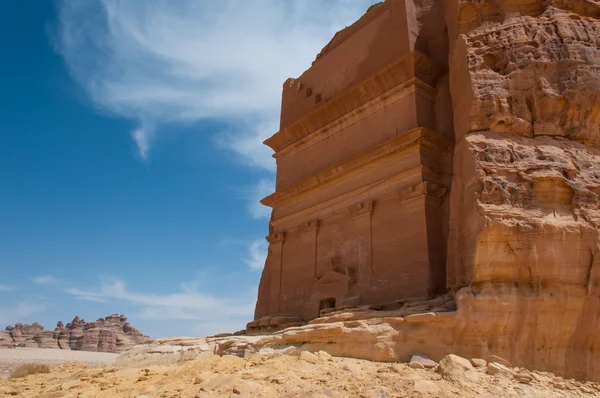 Túmulo nabateano em Madaén Saleh sítio arqueológico, Arábia Saudita — Fotografia de Stock