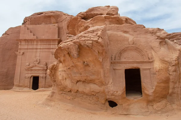 Tumbas de Nabatea en el sitio arqueológico de Madaín Saleh, Arabia Saudita Fotos de stock