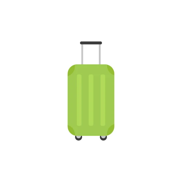 車輪と伸縮ハンドル付きのプラスチック製旅行スーツケースです 白を基調としたベクトルフラットイラスト — ストックベクタ