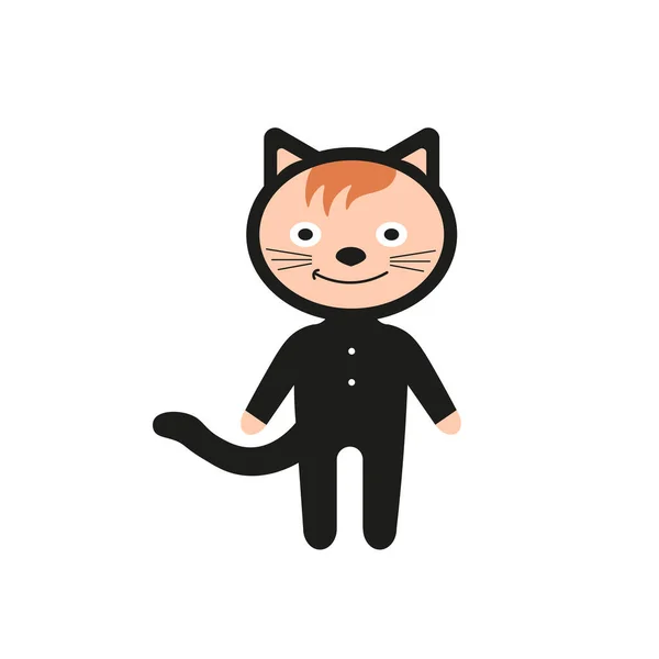 Cute Cat Black White Vector Illustration — стоковый вектор