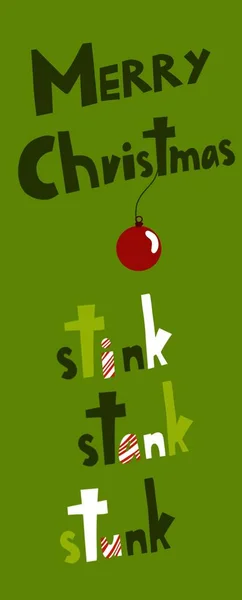 Zöld Könyvjelző Boldog Karácsonyt Büdös Büdös Büdös — Stock Vector