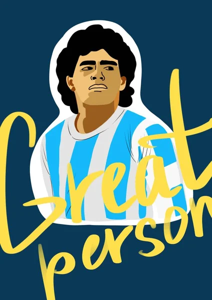 Memoria Eterna Gran Futbolista Futbolista Argentino Campeón Del Mundo Mano — Vector de stock