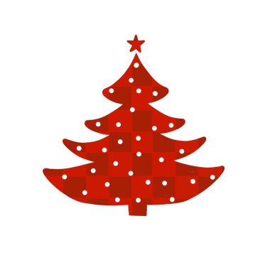 tree in a red checkered ornament on an isolated white background.