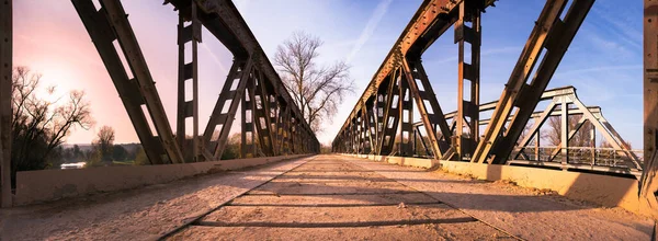 Vue Panoramique Pont Sur Rivière Main Fin Automne — Photo