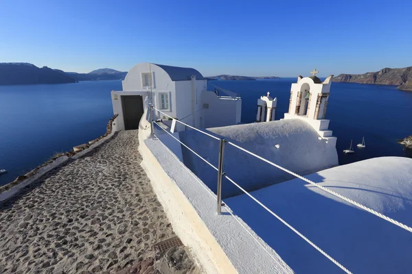 Oia (Ia) village on Santorini island in the morning, Greece — Stock Photo, Image