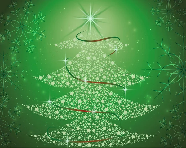 Vert Noël Arbre Célébration Fond — Image vectorielle