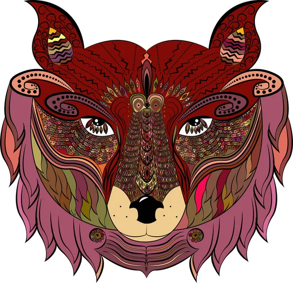 Renard Animal Zentangle Coloré — Image vectorielle