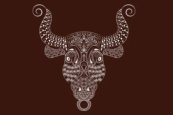 Zentangle Animal Taureau Fond — Image vectorielle