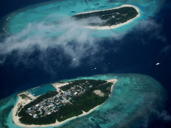 Panoramiczny Widok Wyspę Malediwy — Zdjęcie stockowe