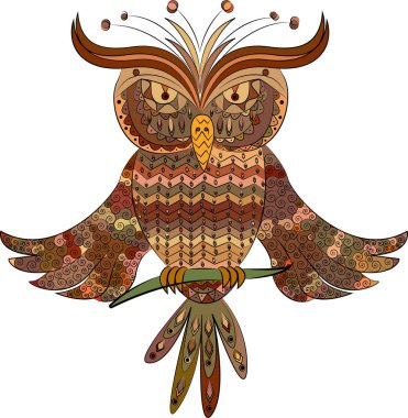 Desenli renkli zentangle baykuşu