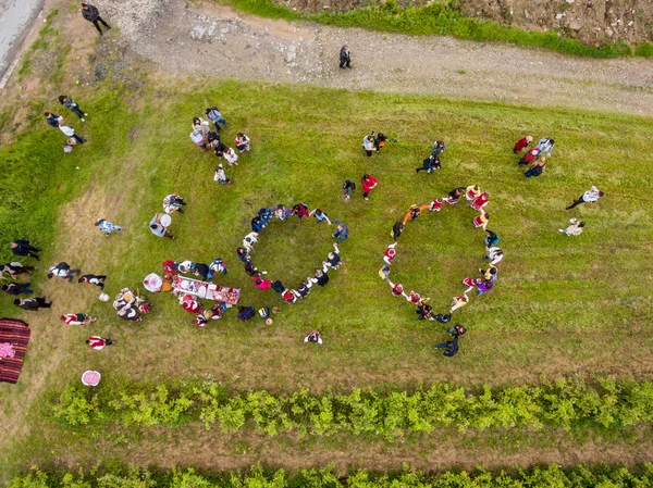 Rose výdeje festivalu letecký pohled — Stock fotografie