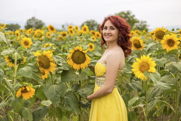 Woman in a sunflower field