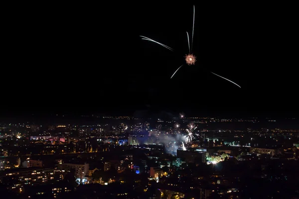 Fuochi d'artificio a Plovdiv, Bulgaria — Foto Stock