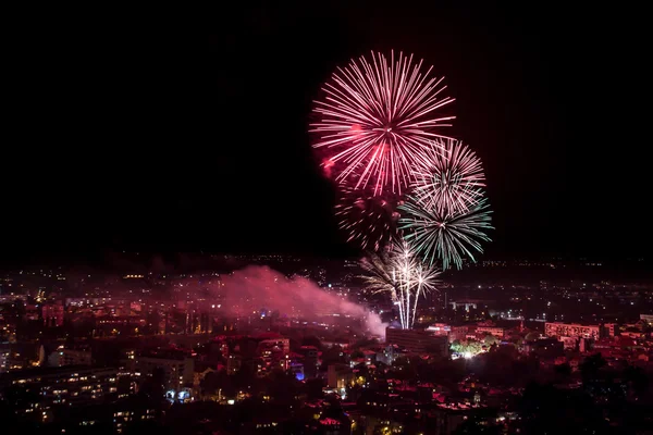 Fuochi d'artificio a Plovdiv, Bulgaria — Foto Stock