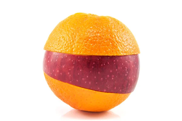 Superfrucht - roter Apfel und Orange — Stockfoto