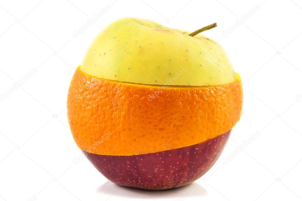 Superfruit - yellow apple, red apple and orange