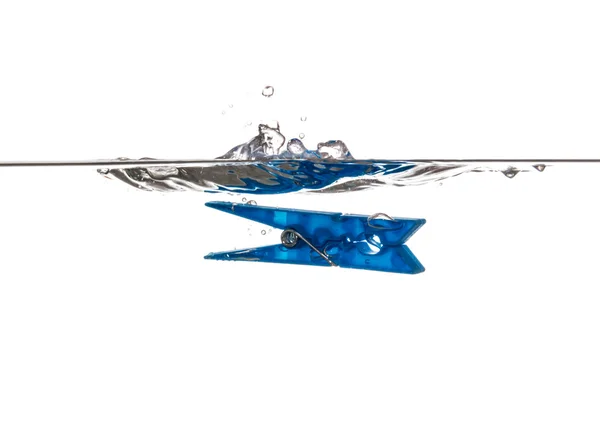 Blue Clothespin  underwater — Stock Photo, Image