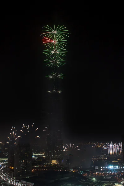두바이 새 해 불꽃놀이 — 스톡 사진