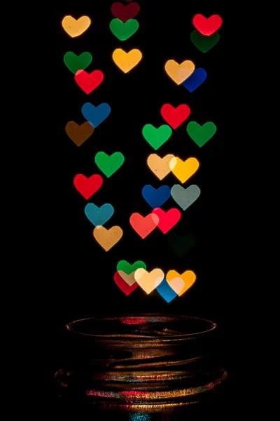 Renkli kalp şeklinde bokeh — Stok fotoğraf