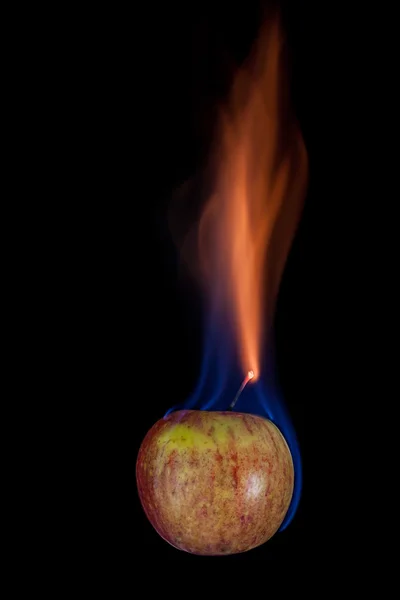 Apple on fire — Stock Photo, Image