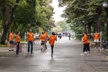 Açık havada aerobik bir parkta