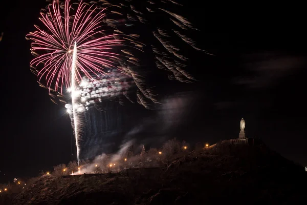 Fuochi d'artificio di Capodanno a Plovdiv — Foto Stock